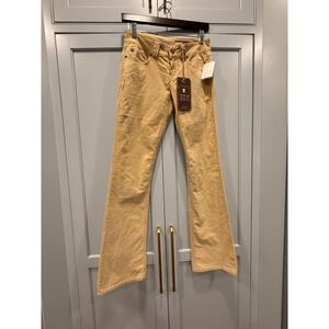 Vintage Zana di Jeans Womens Corduroy Flare Pants Tan camel Embroidered Sz 3 y2k
